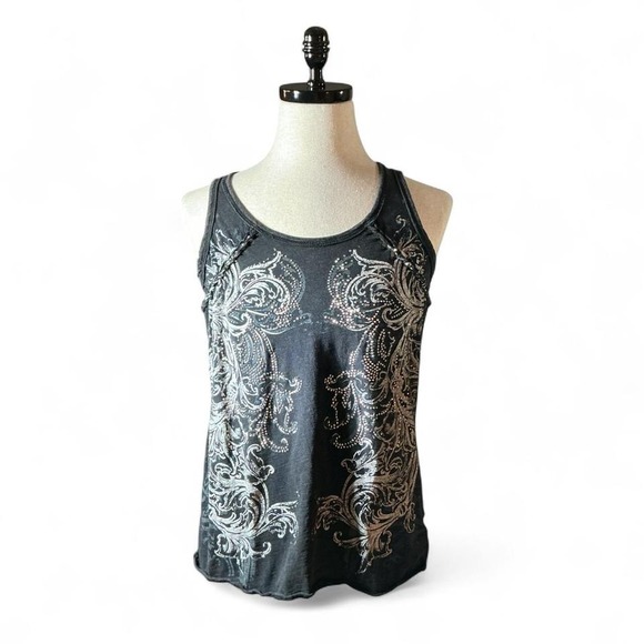 Maurices Tops - Maurices Black Embellished Goth Tribal Design Racerback Tank Top Grunge Womens M